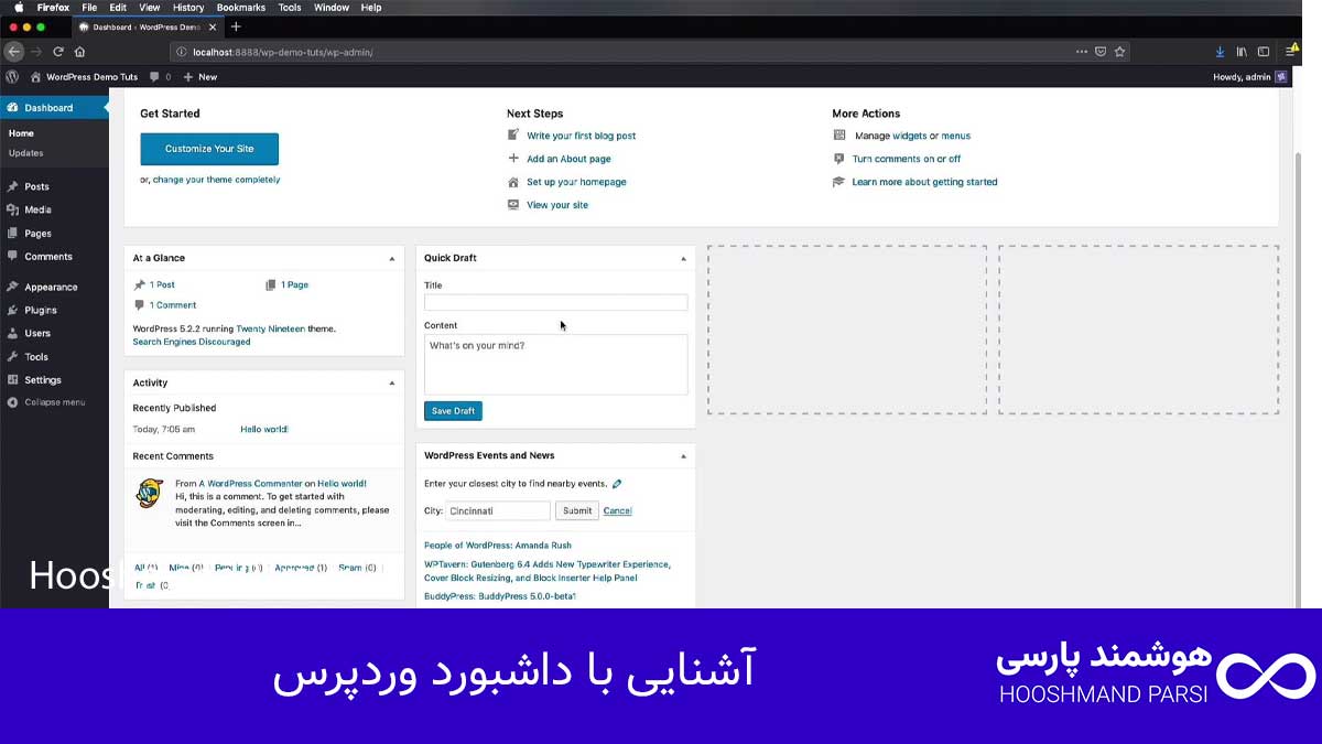 چگونه با وردپرس سایت بسازیم؛ راهنمای سریع + 7 ترفند طلایی! آشنایی با داشبورد وردپرس