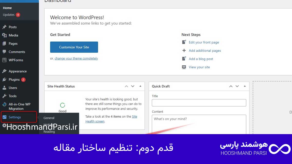 تنظیم ساختار مقاله