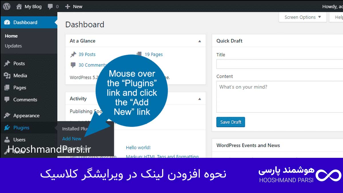 نحوه افزودن لینک در ویرایشگر کلاسیک